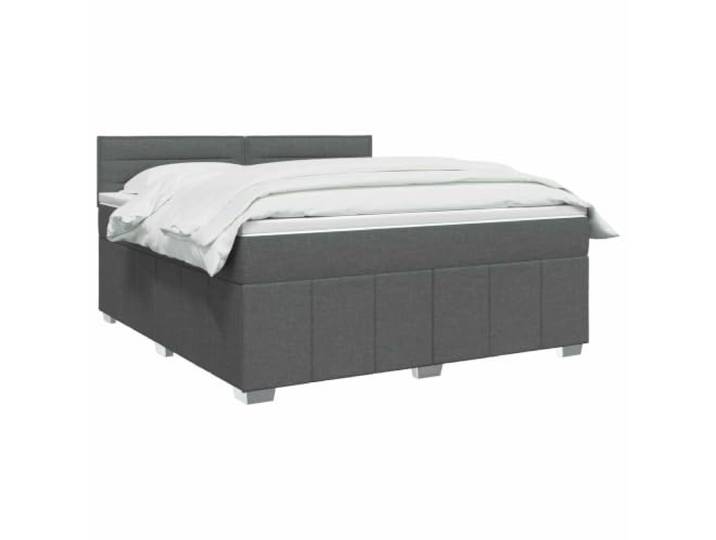 vidaXL LED Boxspringbett mit Matratze Dunkelgrau 180 x 200 cm Stoff Coole Beleuchtung für modernen Stil, Höhe anpassen für deinen Komfort, Verbesserung des Schlafs mit Bewegungsisolierung