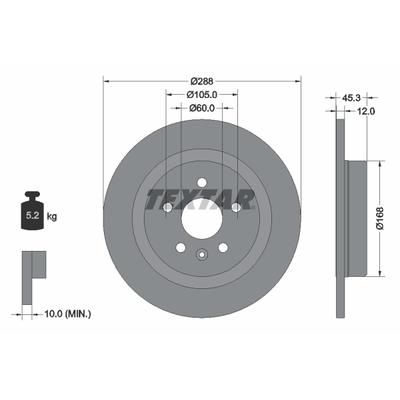 TEXTAR Bremsscheibe PRO 92275203 288mm 12mm für Opel