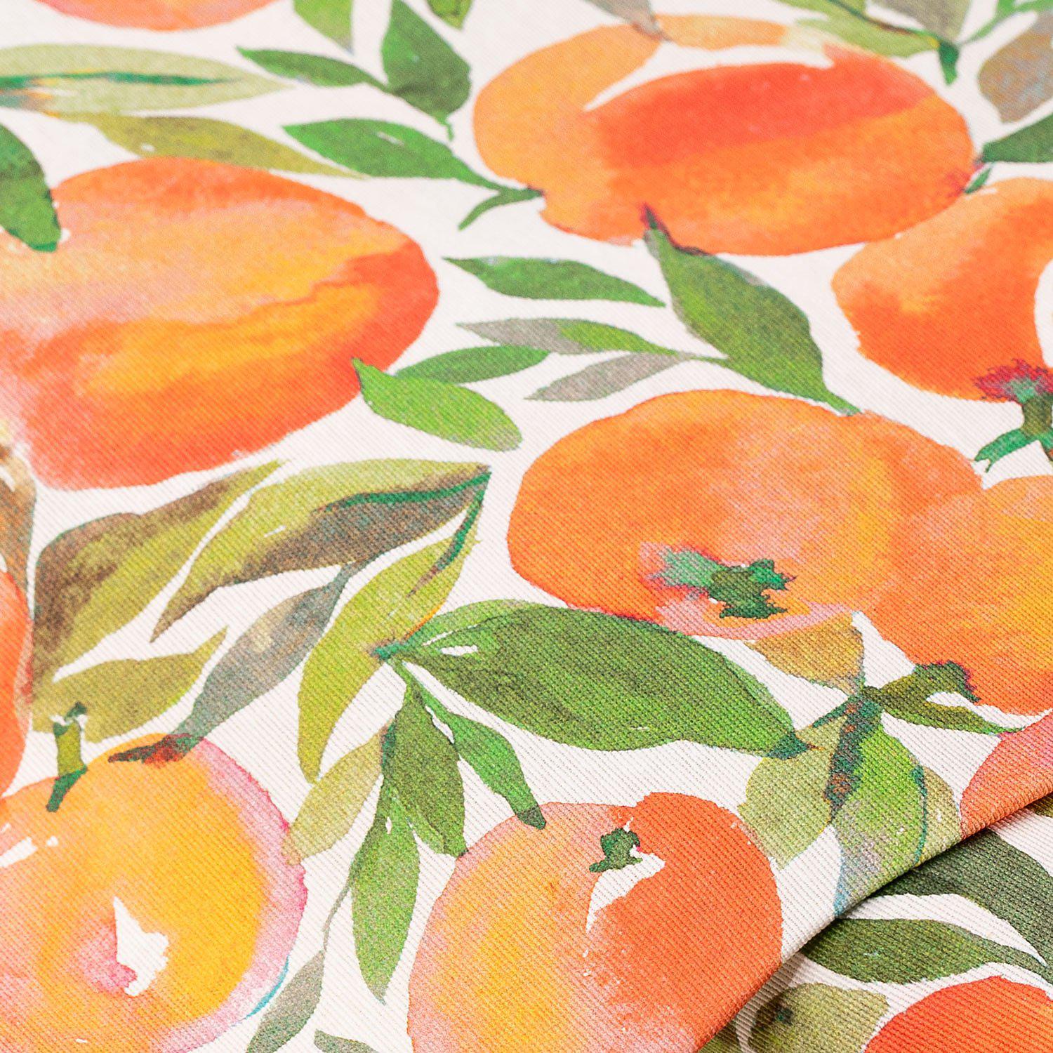 Dekostoff Pfirsiche "Lorena", orange/grün