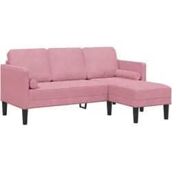 vidaXL Sofa 3-Sitzer mit Chaiselongue L-Form Hellrosa 160 cm Samt