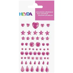 5x Heyda, Sticker, Schmuckstein-Etiketten Herz, Stern, Kreis, Quadrat, Tropfen pink (58 Sticker)