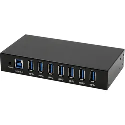 Exsys Industrial USB 3.2 Gen 1 Hub 7-Port (USB-B, 7 Ports), Dockingstation + USB Hub, Schwarz