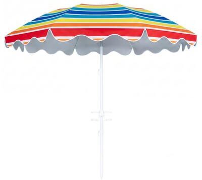 Costway 6.5 FT Beach Umbrella UPF 50+ with Sand Anchor for Garden Pool Backyard-Multicolor