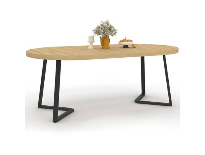 IDMarket - Ausziehbarer runder Esstisch Selma 4-10 Personen Holz und Schwarz 110-200 cm