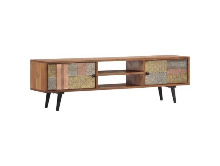 hliofuir TV-Schrank 140x30x40 cm Massivholz Akazie Lowboard Honigbraun Vielseitige TV-Bank fürs Wohnzimmer mit Metallakzenten, 2 Fächern und 2 Türen für ordentliche Mediengeräte.