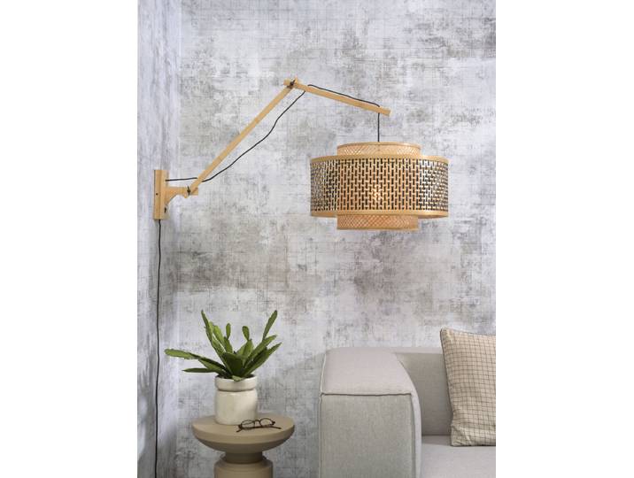 Wandleuchte Bhutan Typ C Ø 50cm Beige/Beige/Schwarz Material: Bambus E27