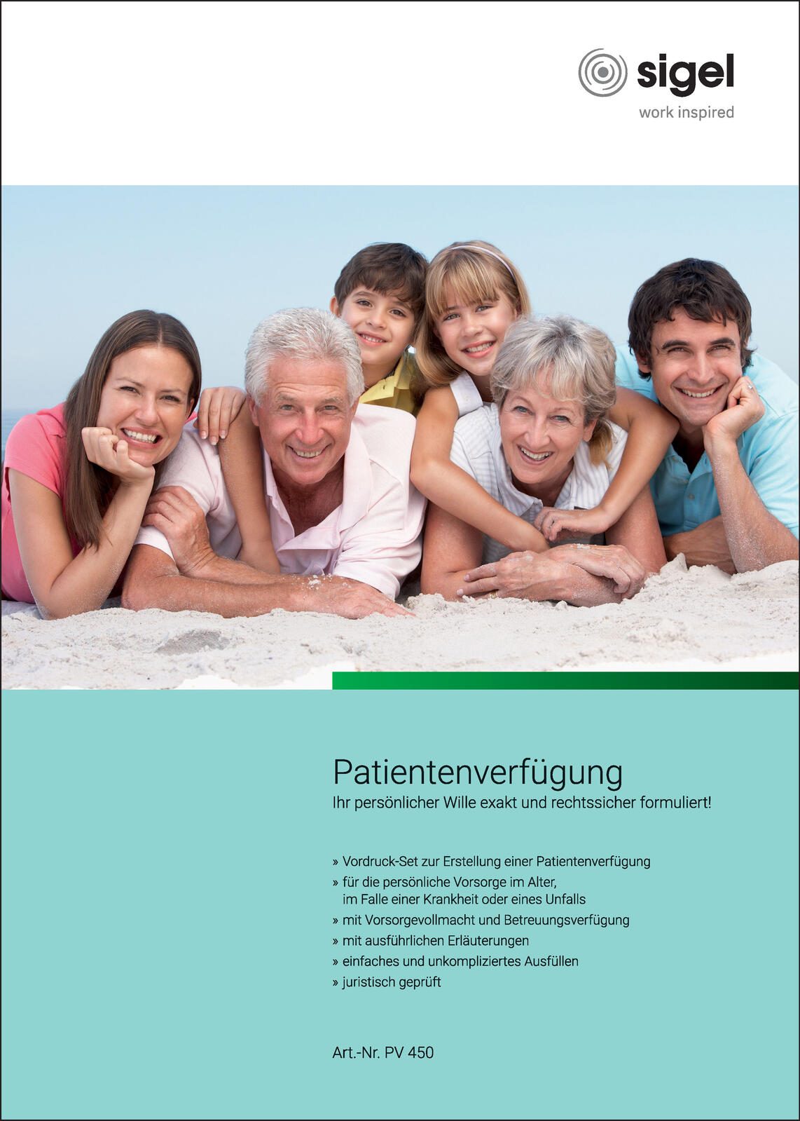 SIGEL Formulare Patientenverfügung DIN A4 7 Vordrucke + 1 Umschlag Seiten PV450