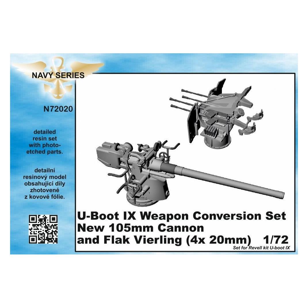 CMK U-Boot IX Weapon Conversion set-new105mm cannon a.Flak Vierling f.Revell kit (129-N72020)