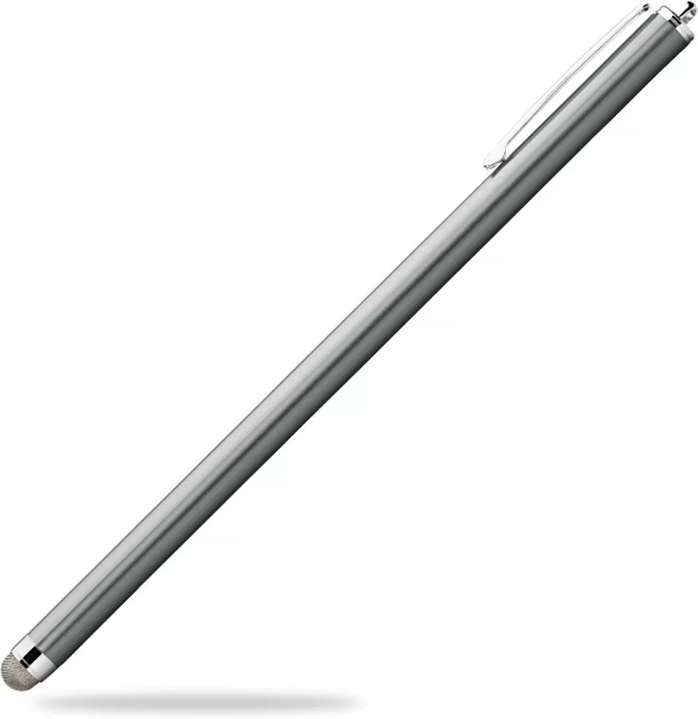 INF Extra Langer kapazitiver Legierungsstift mit leitfähiger Gewebespitze und Clip Grau
