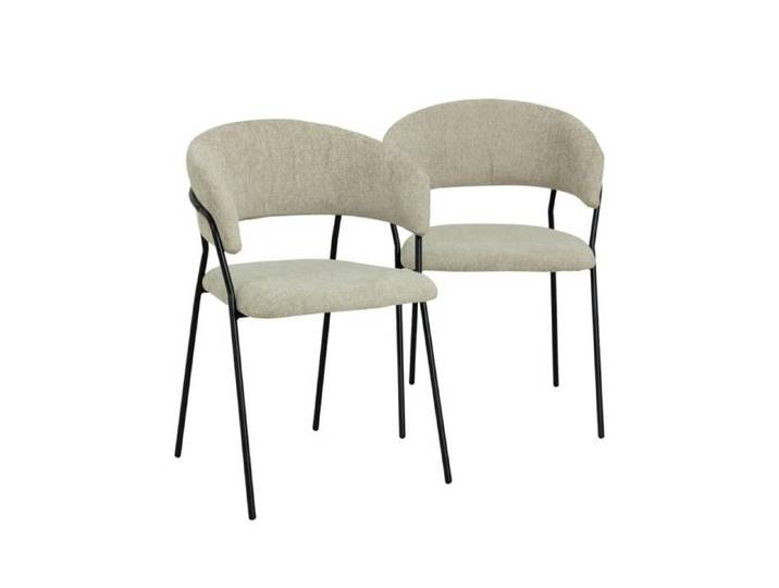 Chaise arrondie tissu écru Kanoa (lot de 2)