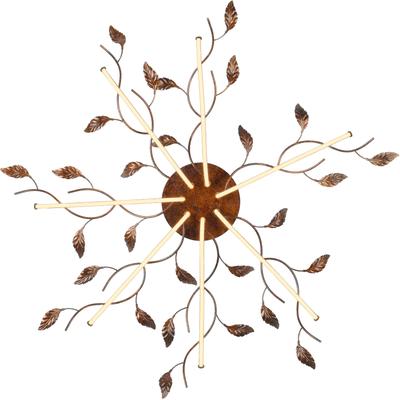 JUST LIGHT LED Deckenleuchte "AURELIA", braun (rostfarben), 1, Ø 85cm H: 11cm, 1 Stk., Leuchten, Dimmbar, Memoryfunktion, 2700K Leuchtmittel, LED Deckenleuchte