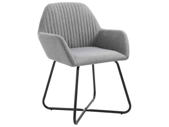 POUFGDR Esszimmerstühle, hellgrau, aus Stoff, mit Armlehnen, 6 Stück Weicher Sitz, ergonomische Rückenlehne, pulverbeschichtete Stahlbeine, Stabilität, Haltbarkeit, 110 kg pro Sitz