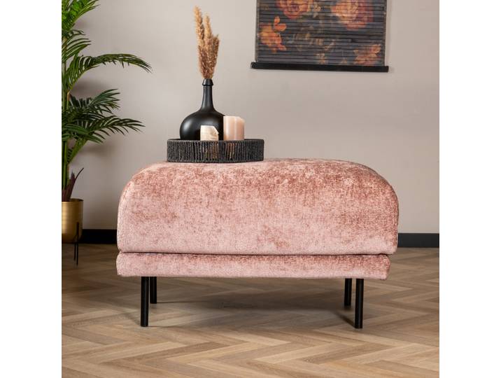 Bronx71 Chenille Hocker Denver rechteckig pink