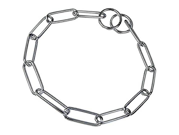 HS SPRENGER hondenhalsband, lang, schakels, staal, verchroomd