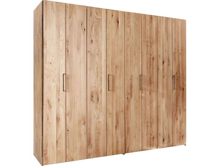 Falttürenschrank HOME AFFAIRE Chamara , beige (natur), B:246cm H:218cm T:65cm, Schränke, Kleiderschrank Drehtürenschrank, in unterschiedlichen Schrankbreiten erhältlich, massives Eichenholz