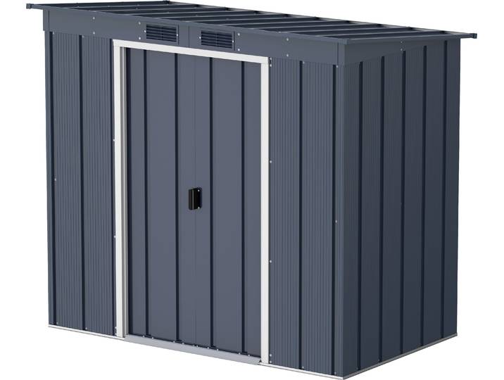 Gartenhaus VCM Metall Gerätehaus 203x113 Gartenhaus Schiebetür , schwarz (anthrazit), Gartenhäuser, Gartenhaus