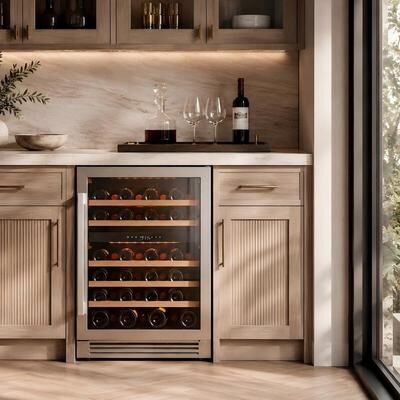 Ca'Lefort 24-Inch 52-Bottle Dual-Zone Wine Cooler, Stainless Steel Built-In/ Freestanding Refrigerator
