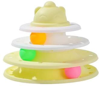 Uplift Treasures 4 Level Interactive Cat Toy Tower With Rolling Balls yellow