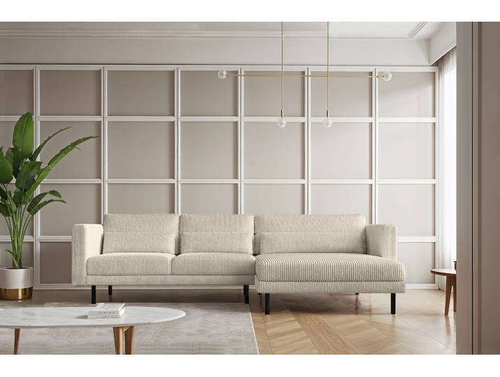 Kaiser Möbel Ecksofa L-form Dani modern und geräumig Stoff Poso Beige Rechts