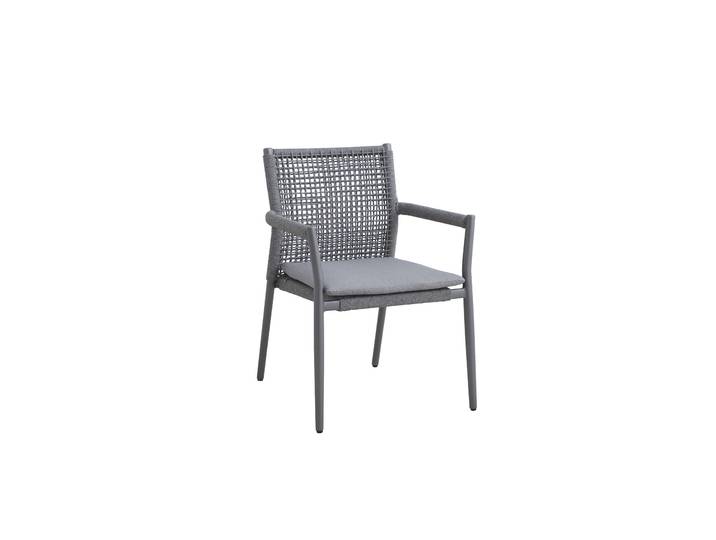 2er Set MWH Ropero Stapelstuhl Aluminium/Rope matt grey