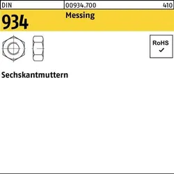Sechskantmutter DIN 934 M6 Messing 1000 Stück