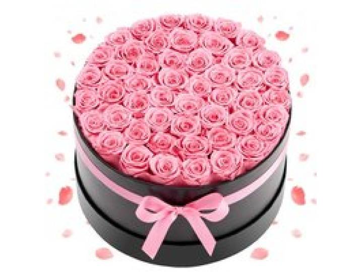 VEVOR 50x Ewige Rosen in runder Box, konservierter Blumenstrauß, Blumen Geschenkbox für ihre Frau, Mütter, Liebespartner, zur Hochzeit, zum Muttertag, Valentinstag, Weihnachten, pink