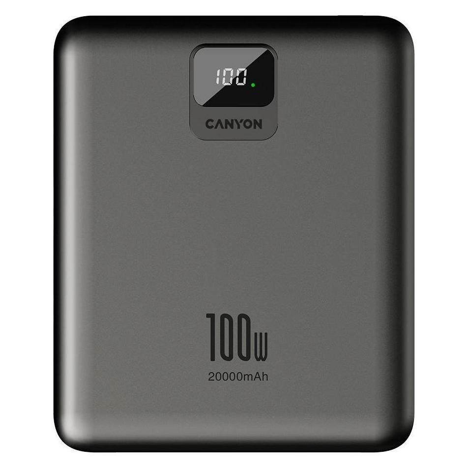 Canyon Powerbank PB-2008 LED 20000 mAh PD100W QC3.0 ciemnoszary (CNE-CPB2008DG) (20000 mAh, 100 W, 74 Wh) (CNE-CPB2008DG)