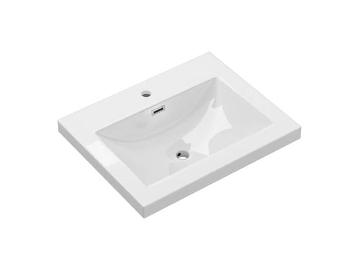 doporro Lavabo à Encastrer Vasque Blanc en Solid Surface 60x48x13cm pour Salle de Bain\, Colossum01