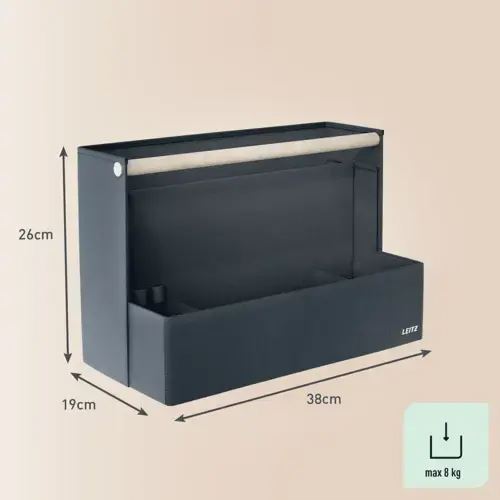 LEITZ Schreibtisch-Organizer dunkelgrau Stoff, Pappe 4 Fächer 38,0 x 19,0 x 26,0 cm