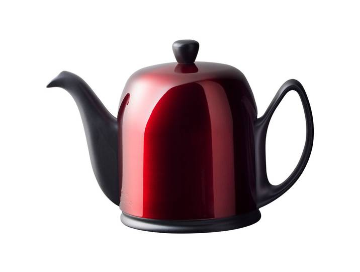 DEGRENNE Teekanne Salam Rot/Schwarz Porzellan/Edelstahl H 13.1 cm 1 l