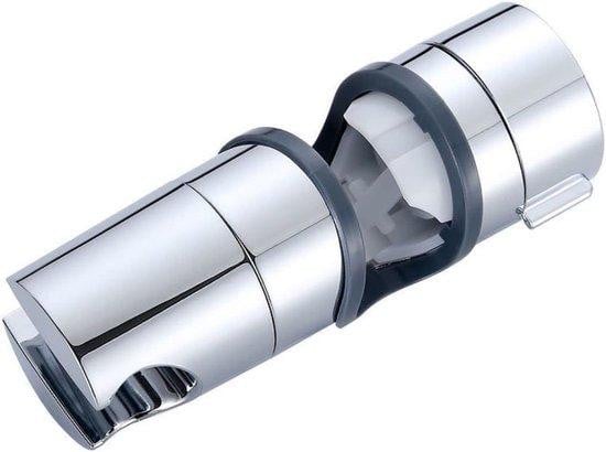 Verstelbare Douchekophouder met 360-graden draaiklem, Chroom/Zilver, Plastic