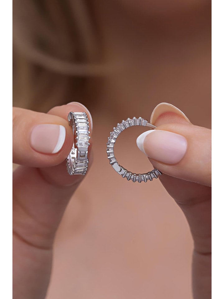 Heliophilia Silber-Creolen mit Edelsteinen - onesize