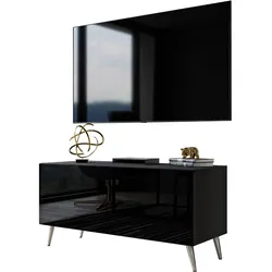 TV-SCHRANK AURA 100 Schwarz Hochglanz – Beinfarbe: Chrom