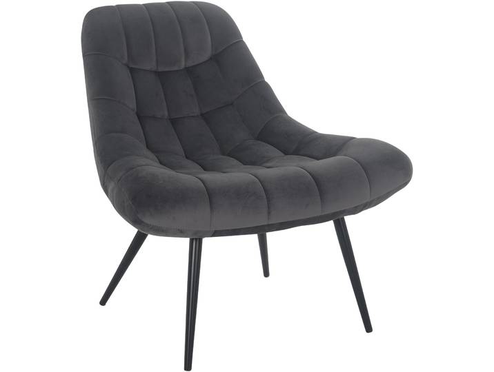 Sessel Bruce Grau, Schwarz Samt, Metall B 76 cm T 85.6 cm H 85.6 cm
