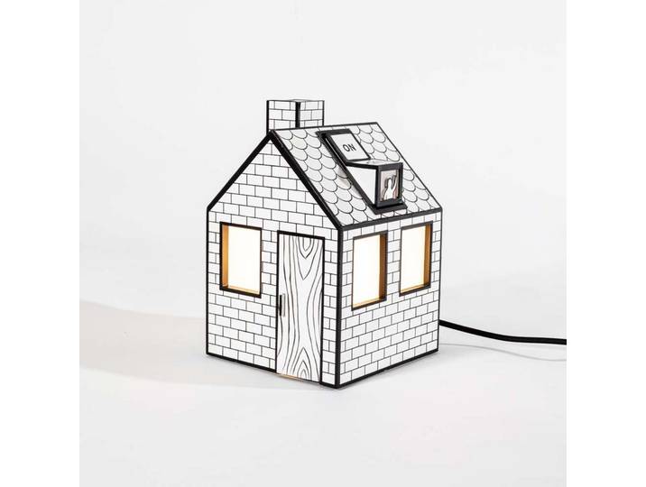 On-Off Tischleuchte Recycled White/Black - Seletti - Wohnzimmer - Papier / Karton