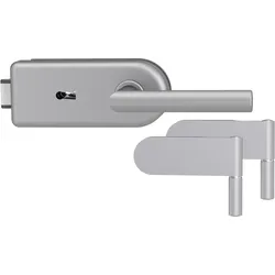 Griffwerk SMILE 1.0 -Alu EV1 Ganzglastürbeschlagset -2-teiliger Bandsatz -mit Griff L-Form -BB