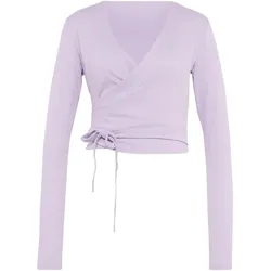 adidas 3-Streifen Studio Soft Ballet Wrap Langarmshirt Damen KY1959 - powder plum/pure lemon XL