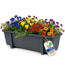 BigDean 3 Stück Blumenkasten Balkon 60cm anthrazit inklusive 6 einstellbare Haltern wetterfest