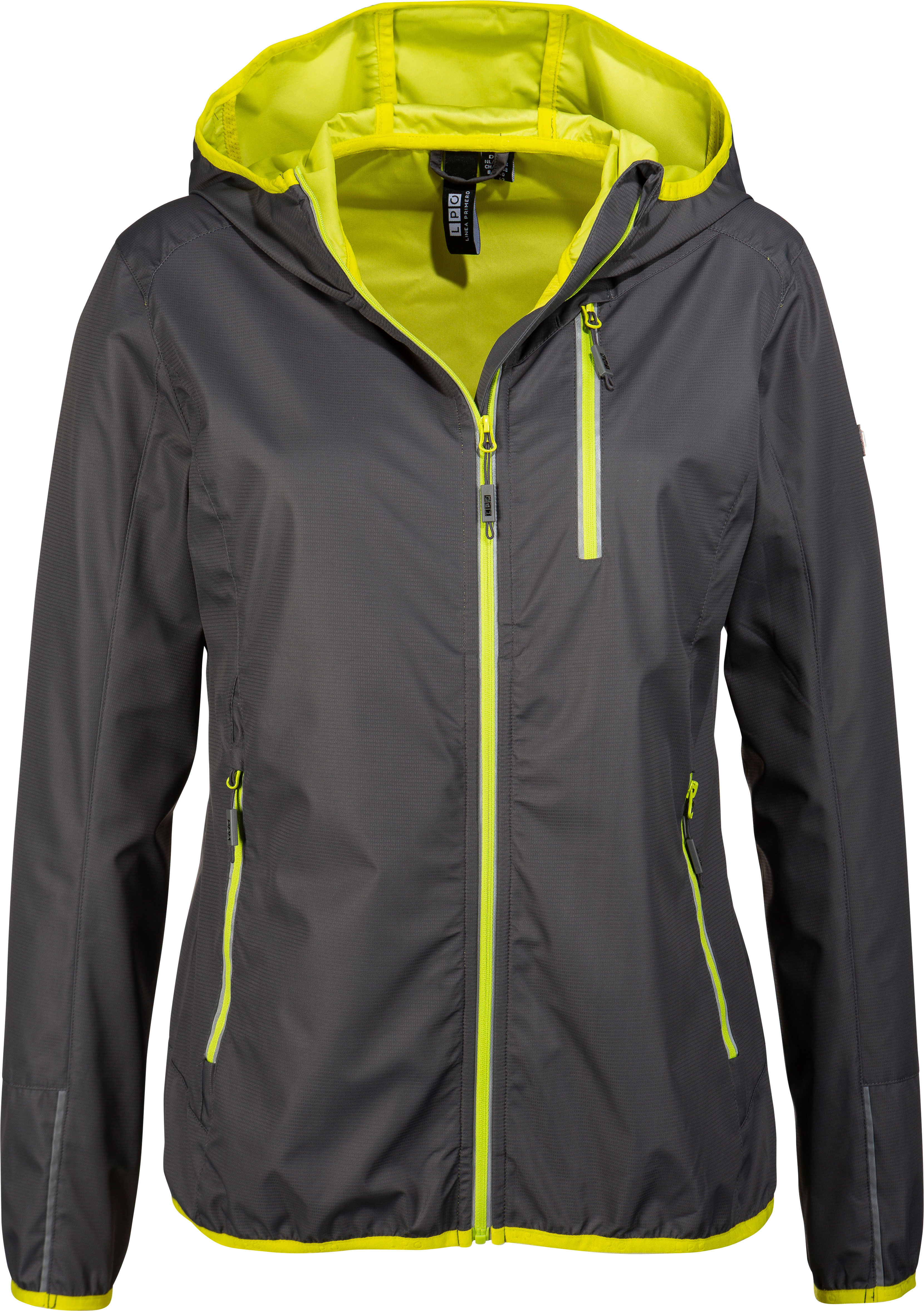 Softshelljacke LPO "MECATINA PEAK II WOMEN", Damen, Gr. 36 (S), grau, Softshell, 100% Polyester, körpernah hüftbedeckend, gerader Abschluss mit Gummizug, Jacken Softshelljacke, mit abnehmbarer Kapuze grau 36 (S)