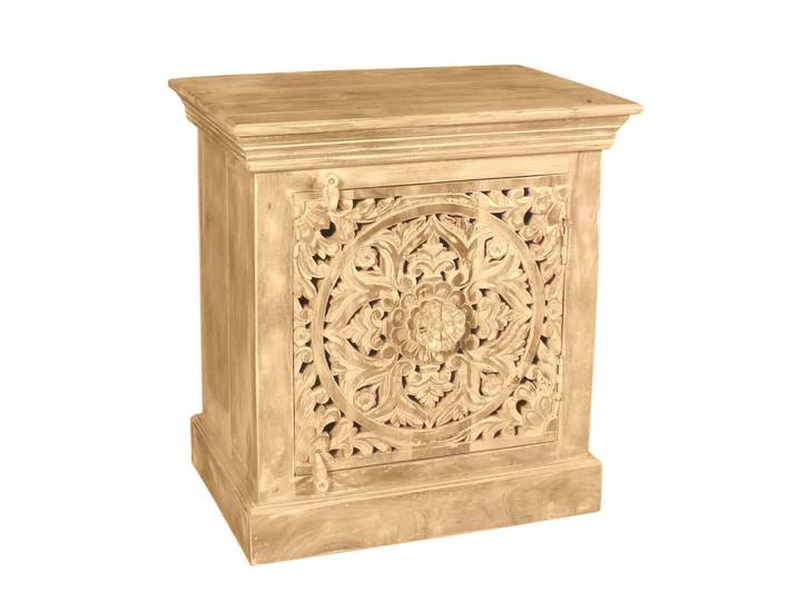 Livetastic Nachtschrank, Natur, Holz, Mangoholz, massiv, 60x65x40 cm, Schlafzimmer, Nachttische