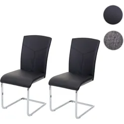 2er-Set Esszimmerstuhl HWC-F36, Freischwinger Küchenstuhl Konferenzstuhl ~ Kunstleder, schwarz