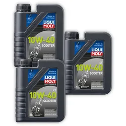 3x Motoröl LIQUI MOLY 1618 Motorbike 4T 10W-40 Scooter 1 Liter