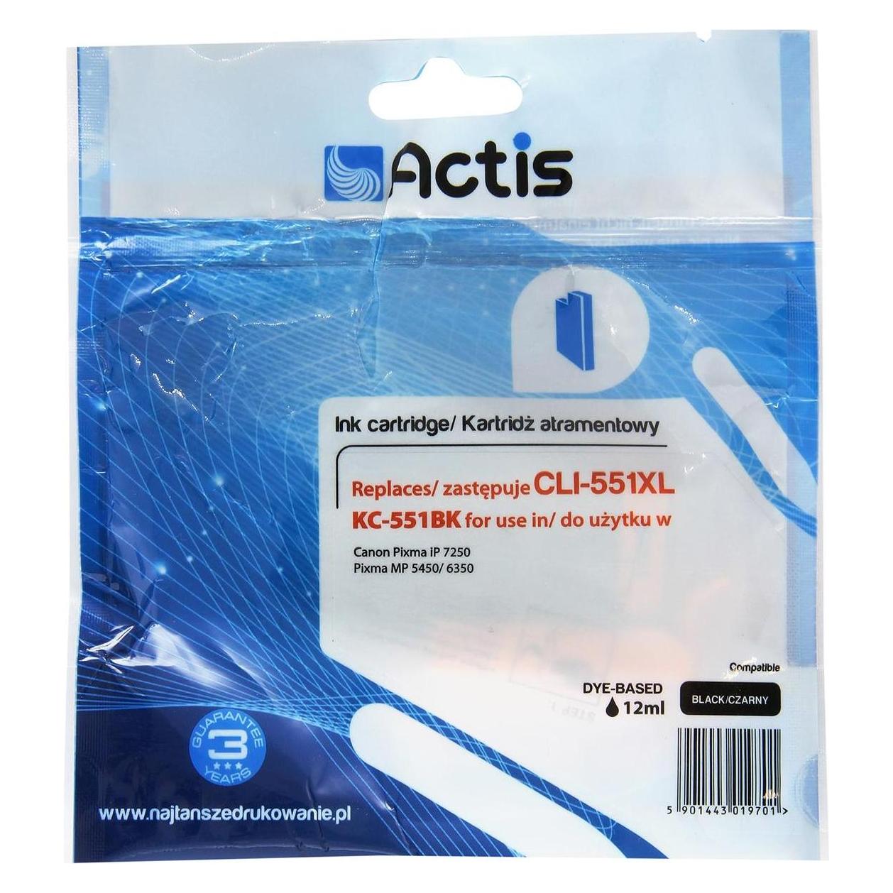 Factis KC-551Bk ink cartridge for Canon CLI-551Bk with chip  - Tintenpatron (BK) (KC-551BK)