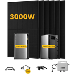 EcoFlow Stream Ultra, Solaranlage mit Speicher, mit 6 x 500W Bifazialen Solarmodulen, by Powerness - Stream Ultra + Stream AC Pro | 3840Wh / ohne Zubehör / Standardversand