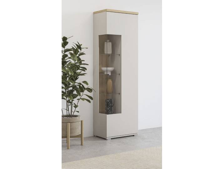 Vitrine HOME AFFAIRE Serio , kaschmir, eiche carpenter, B:55cm H:180cm T:35,5cm, Glas, Holzwerkstoff, Kunststoff, Melamin, Schränke, Vitrine, Breite 55 cm