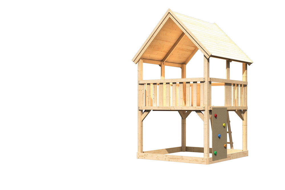 KARIBUHOLZT Akubi Spielturm Luis natur mit Kletterwand 16938194