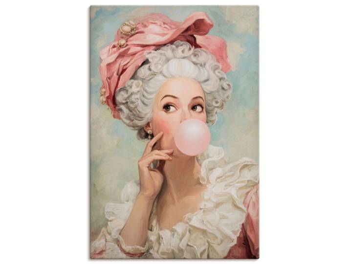 Wandbild ARTLAND Kaugummi Rebellin Madame Pompadour , rosa (farbe bild(er): blau), B:20cm H:30cm, Bilder, Wandbild, als Alubild, Leinwandbild, Poster, Wandaufkleber in verschied. Grössen