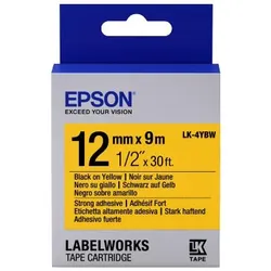 Epson Etikettenkassette LK-4YBW - Stark haftend - schwarz auf gelb - 12mmx9m