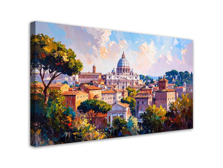 Feeby Leinwandbild Büros Panorama von Rom 80x40cm, Mehrfarbig, Stadtarchitektur, Rechteckig, 80x40 cm, Bilder & Rahmen, Bilder, Leinwandbilder
