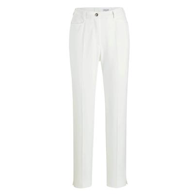 Stoffhose GOLDNER "Bauchweghose Adelina mit Formbund", Damen, Gr. 48, N-Gr, weiß (cremeweiß), Obermaterial: 63% Polyester PES. 33% Viskose CV. 4% Elasthan EL., Hosen Stoffhose